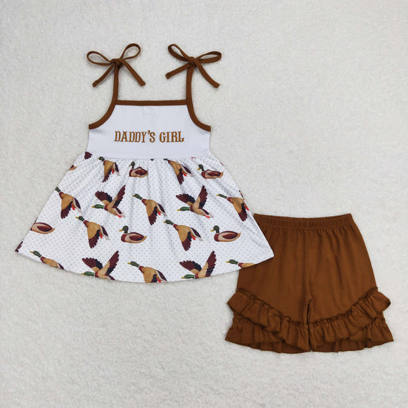 Daddy's Girl Duck Brown Girls Shorts Sets