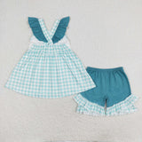 Lineman Plaid Girls Shorts Sets