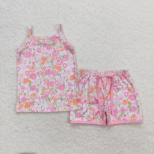 Floral Pink Girls Shorts Sets