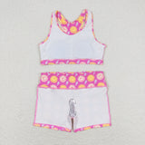 Smile Lightning Hot Pink Yoga Sets Girls Shorts Sets