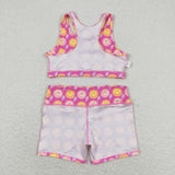 Smile Lightning Hot Pink Yoga Sets Girls Shorts Sets