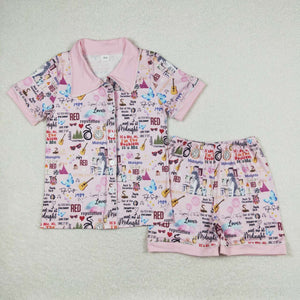 Adults Singer Pink Women Short Sleeve Pajamas