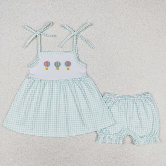 Hot Air Balloon Plaid Girls Shorts Sets