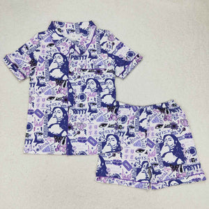 Adults Singer Purple Blue Women Short Sleeve Pajamas