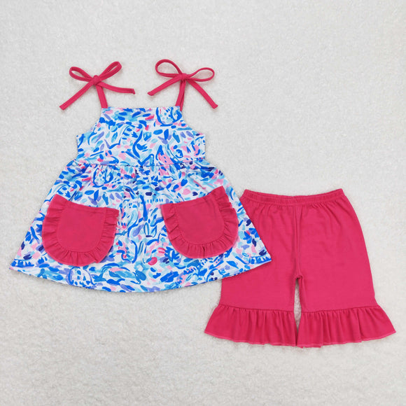 Sea Grass Hot Pink Pockets Girls Shorts Sets