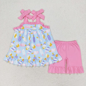 Popsicle Pink Ruffles Girls Shorts Sets