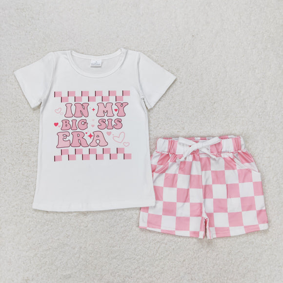 In my big sis era Plaid White Girls Shorts Sets