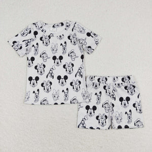 Cartoon Gray Girls Shorts Sets