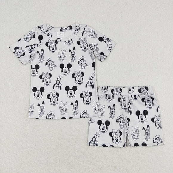 Cartoon Gray Girls Shorts Sets