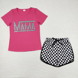 Mama Hot Pink Plaid Mommy & Me Adults Shorts Sets