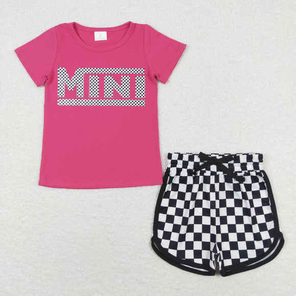 Mini Hot Pink Plaid Mommy & Me Girls Shorts Sets