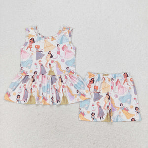 Cartoon Princess Girls Shorts Sets