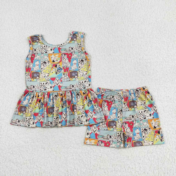 Cartoon Dog Photos Girls Shorts Sets