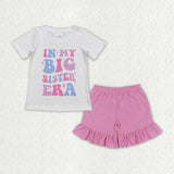 In my big sister era Pink Ruffles Girls Shorts Sets