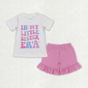 In my little sister era Pink Ruffles Girls Shorts Sets