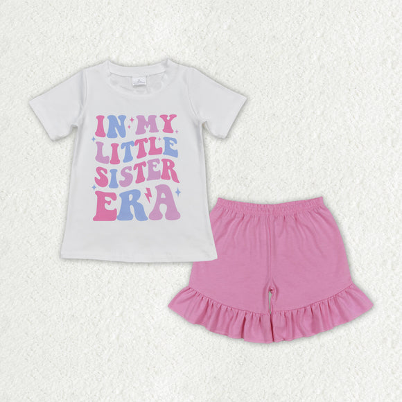In my little sister era Pink Ruffles Girls Shorts Sets