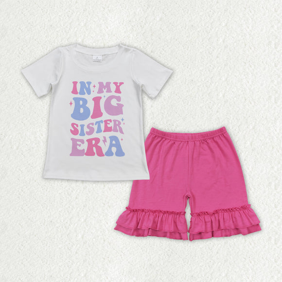 In my big sister era Hot Pink Ruffles Girls Shorts Sets