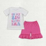 In my big sister era Hot Pink Ruffles Girls Shorts Sets