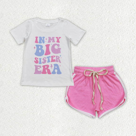 In my big sister era Pink Girls Shorts Sets