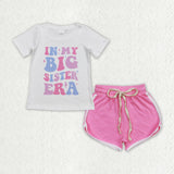 In my big sister era Pink Girls Shorts Sets