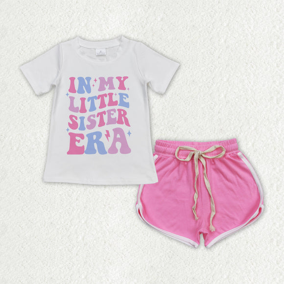 In my little sister era Pink Girls Shorts Sets