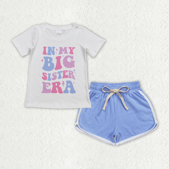 In my big sister era Blue Girls Shorts Sets