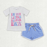 In my little sister era Blue Girls Shorts Sets