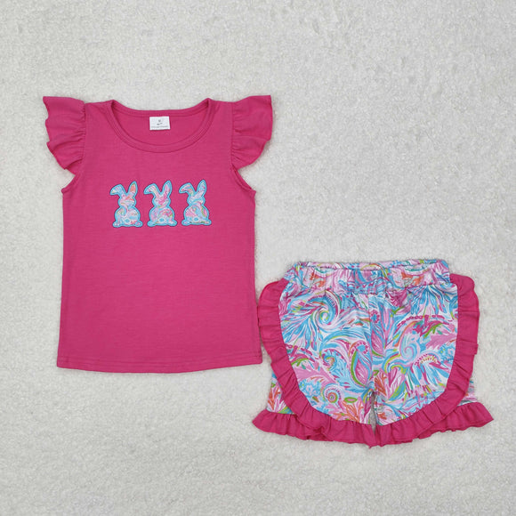 Bunny Sea Grass Hot Pink Girls Easter Outfits