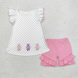 Ballet Polka Dots Pink White Girls Shorts Sets