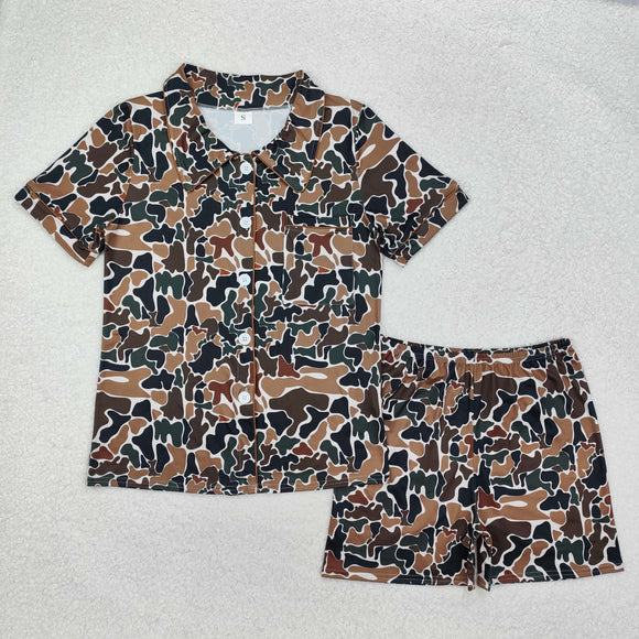 Adults Camo Beige Women Short Sleeve Pajamas