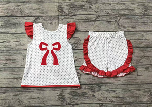 Pre-sale Baseball Bow Polka Dots Girls Shorts Sets