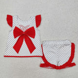 Baseball Bow Polka Dots Girls Shorts Sets
