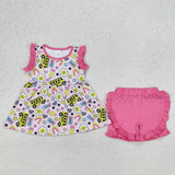 Bus Pencil Stars Floral Pink Bows Girls Back to School Outfits