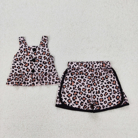 Leopard Print Girls Shorts Sets
