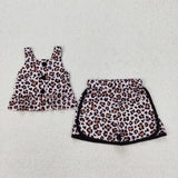 Leopard Print Girls Shorts Sets