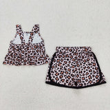 Leopard Print Girls Shorts Sets