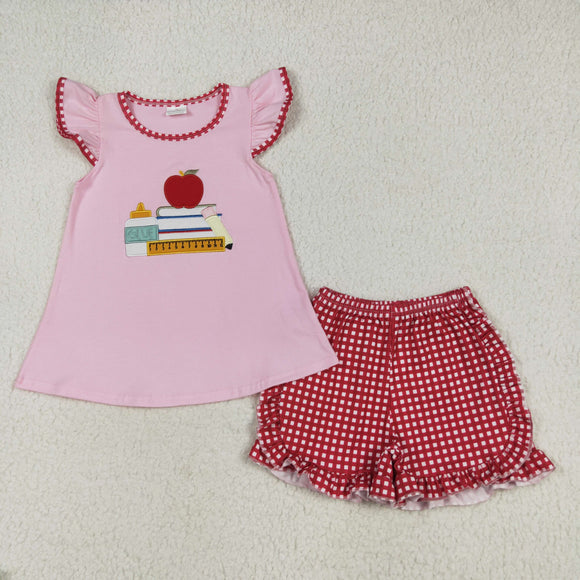 Glue Apple Books Red Plaid Pink Girls Back to School Outfits