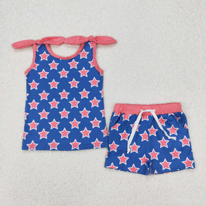 Stars Blue Pink Girls Shorts Sets