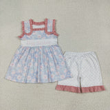 Big Sister Floral Blue Girls Shorts Sets