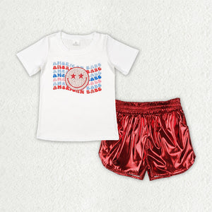 Smile American Babe Red Leather Girls 4th of July Outfits