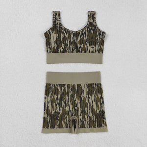 Army Green Camo Adult Shorts Sets