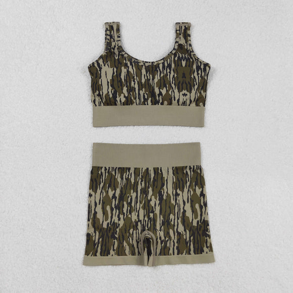 Army Green Camo Adult Shorts Sets