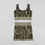 Army Green Camo Adult Shorts Sets