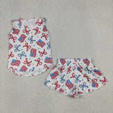 Flag Bow Pattern Girls 4th of July Outfits