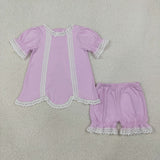 Lace Ruffles Scalloped Girls Shorts Sets