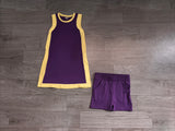 Pre-sale Solid Team Purple Yellow Athletic Dress Girls Shorts Sets
