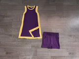 Pre-sale Solid Team Purple Yellow Athletic Dress Girls Shorts Sets