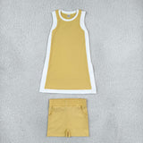 Solid Team Yellow White Athletic Dress Girls Shorts Sets
