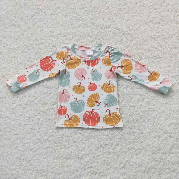 Pumpkin White Girls Long Sleeve Top