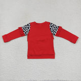 Cow Print Red Ruffles Girls Long Sleeve Top